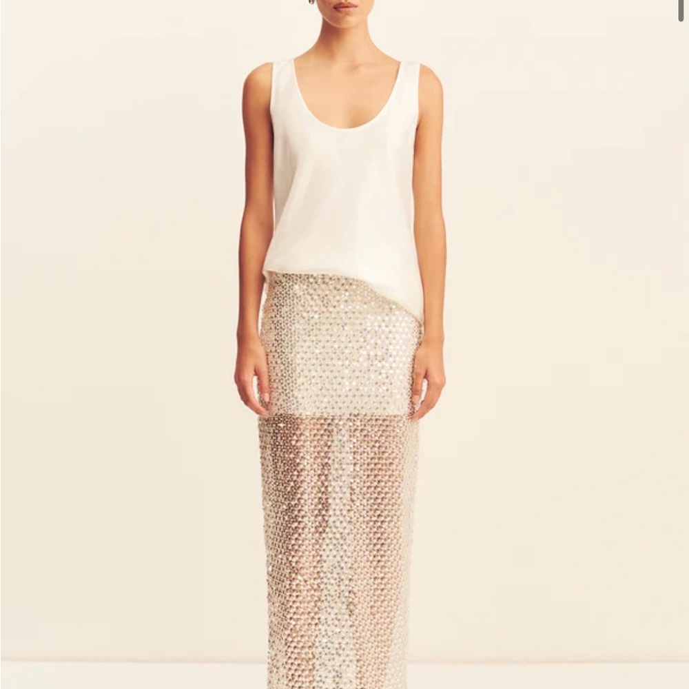 Shona Joy Champagne Sequin Overlay Maxi Skirt